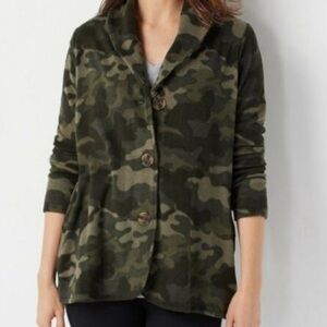 Cuddl Duds Camo Fleece Jacket Blazer | Plus Size 1X Cozy‎ Layering